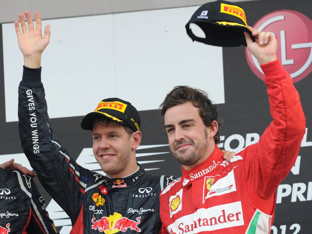 Sebastian Vettel and Fernando Alonso at the Korean Grand Prix