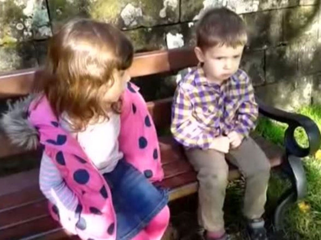 A minute-long video of a four-year-old girl telling off her younger brother for spitting has gone viral