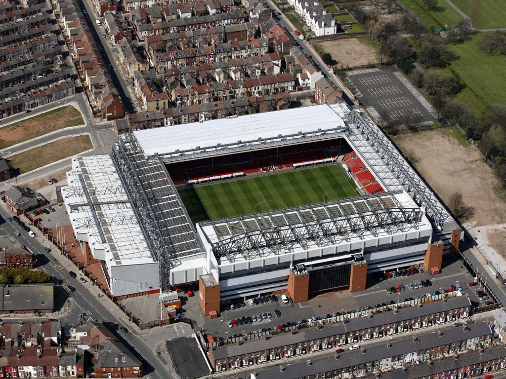 Liverpool will extend the Main Stand (top) and Anfield Road