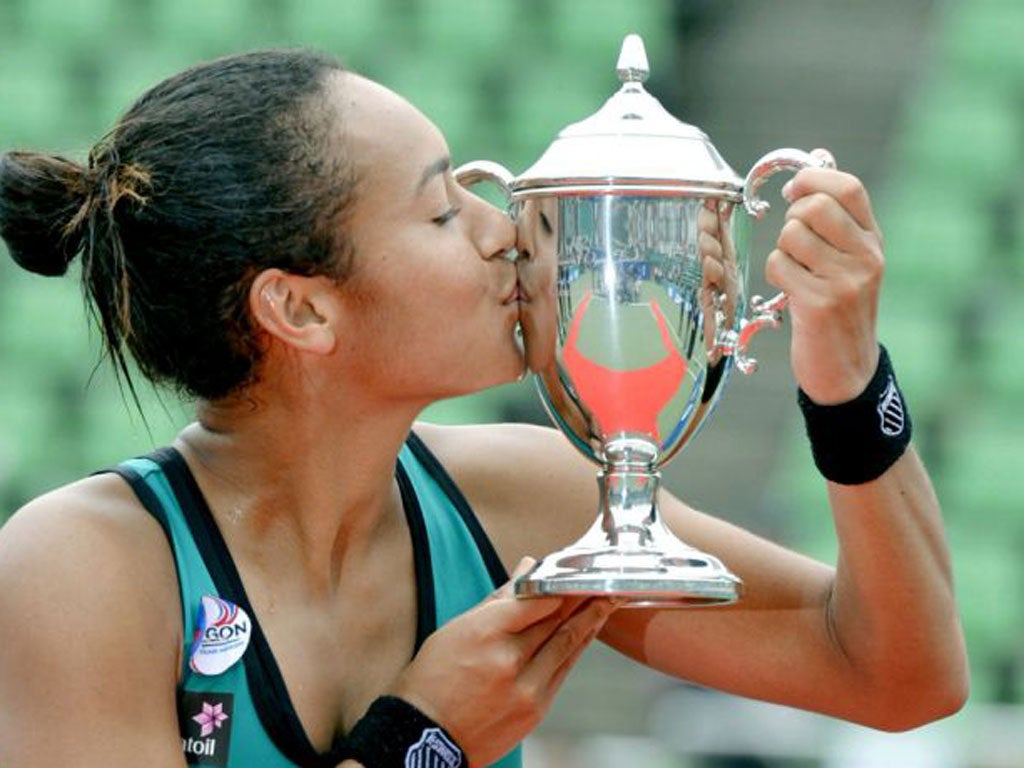 Heather Watson after her historic victory at the Japan Open