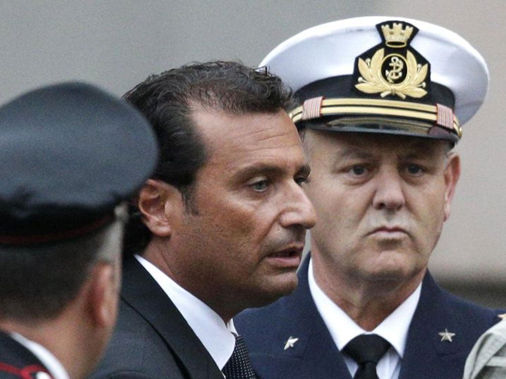 Francesco Schettino leaves court yesterday after his hearing