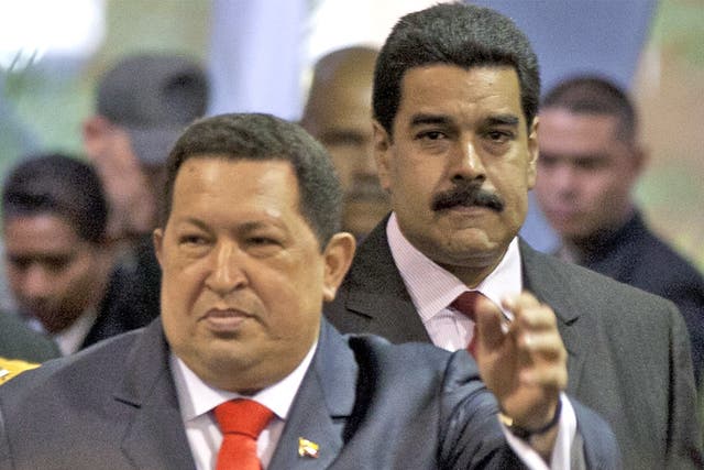 Nicolás Maduro with Hugo Chávez earlier this month