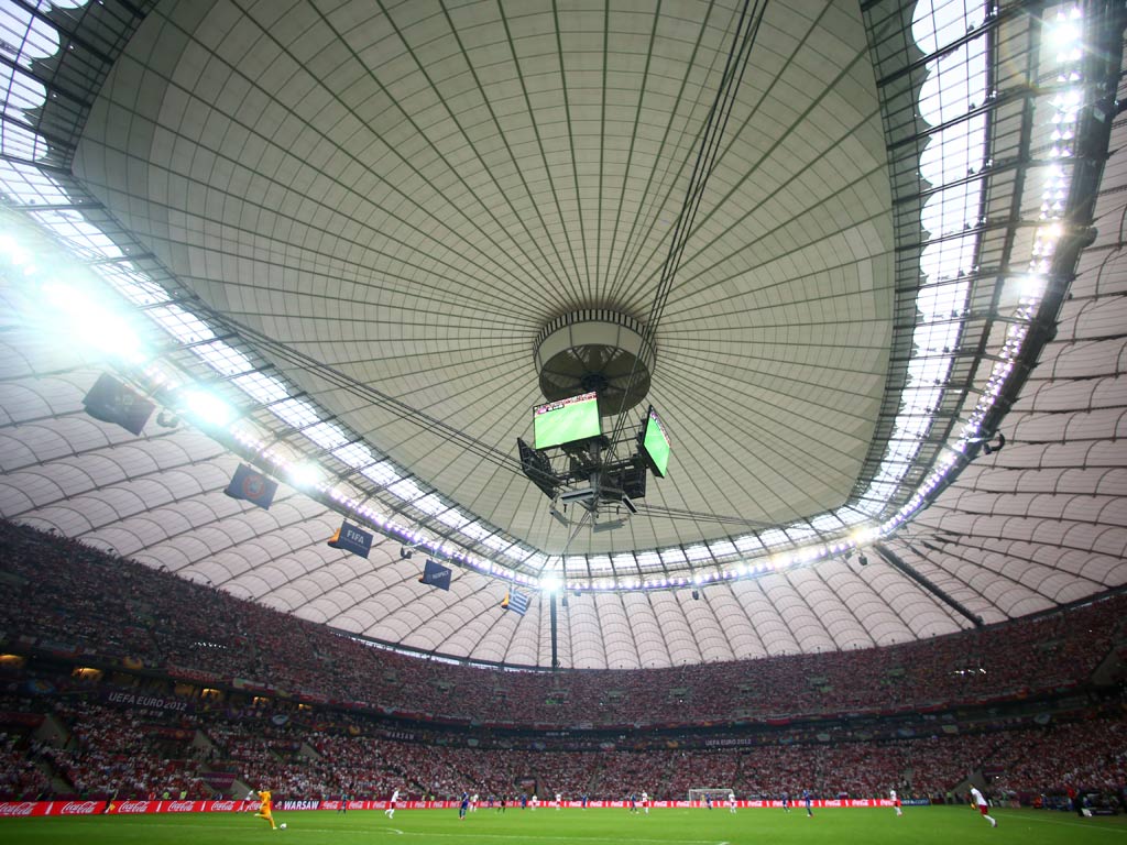 The closed roof at the National Stadium in Warsaw