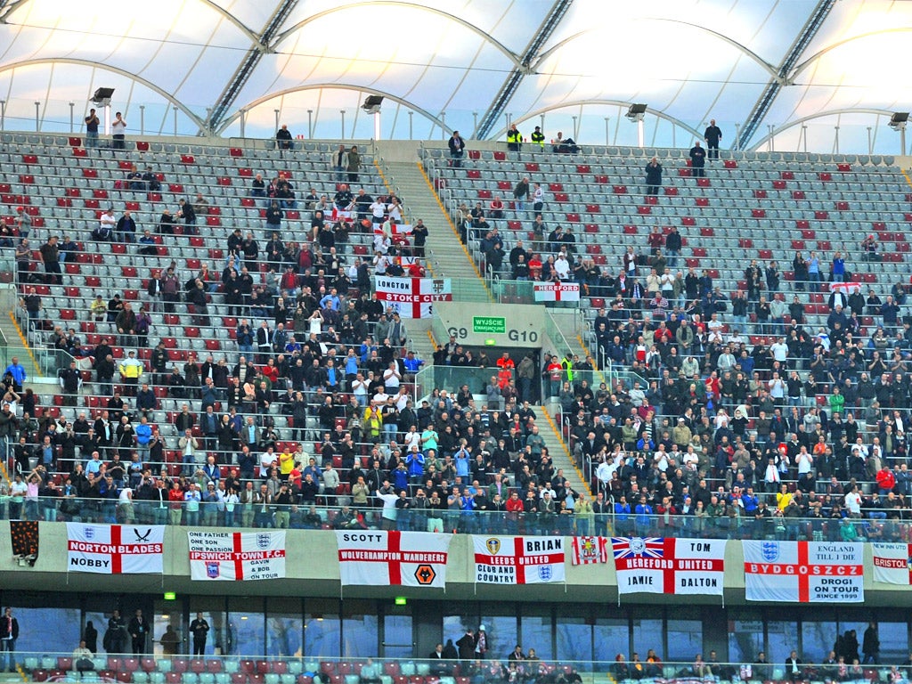 Of the 2,500 fans that travelled to Poland to see the match on Tuesday, 600 stayed for the rescheduled fixture yesterday