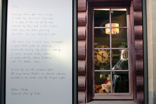 National poet of Wales Gillian Clarke's poem about John Lewis forms part of its window display