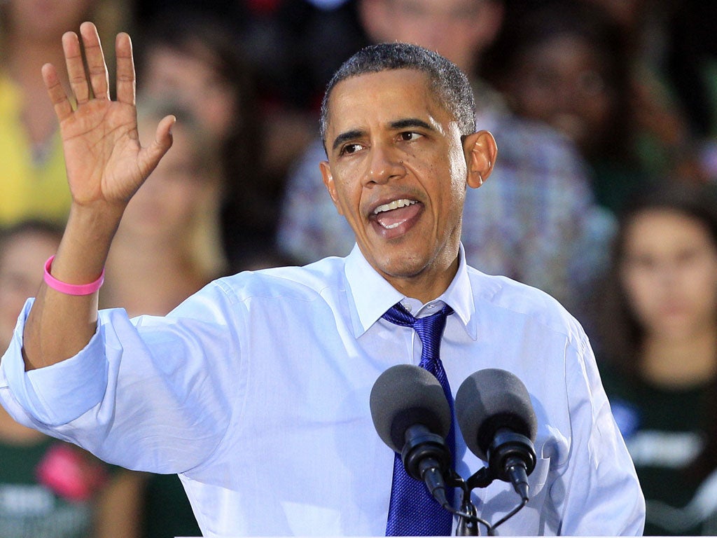Barack Obama campaigns at Ohio University on Wednesday