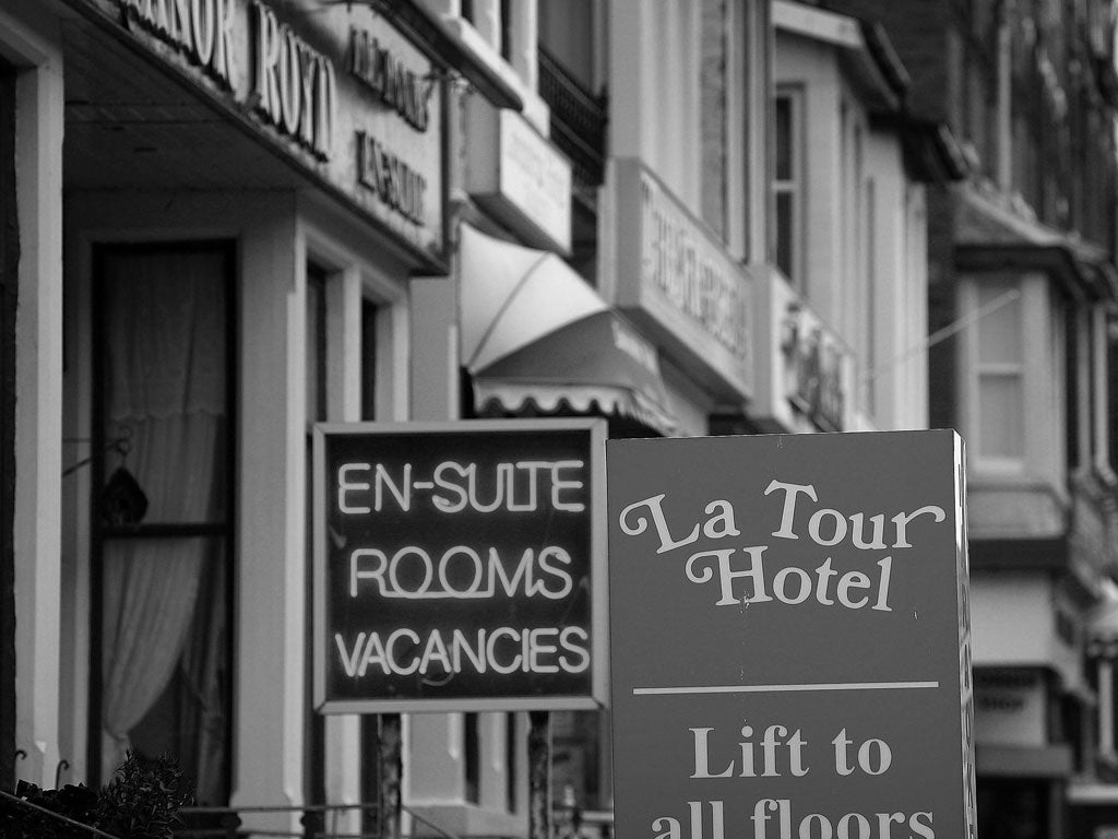 Blackpool Bed and Breakfast hotels advertise their 'au fait' with the French on May 14, 2009 in Blackpool, England.
