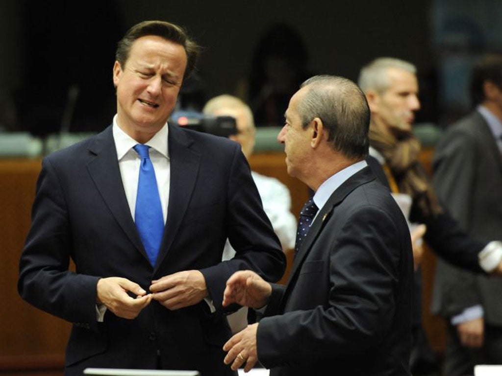 David Cameron with the Maltese premier Lawrence