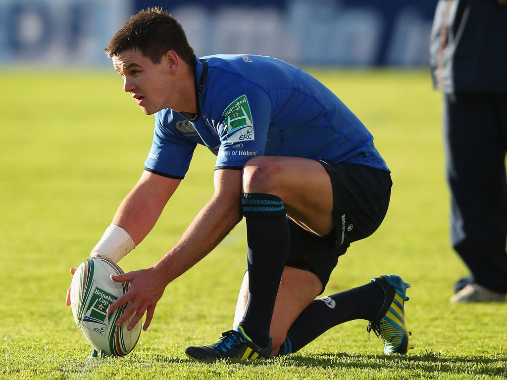 Eyes front: Jonathan Sexton scored the bulk of Leinster's points with his boot
