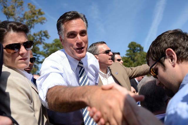 Mitt Romney on the campaign trail in Virginia last week