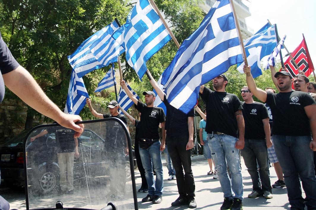 Members of the Golden Dawn protest in Greece