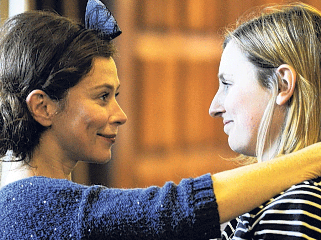 Face to face: Anna Friel (Yelena) and Laura Carmichael (Sonya) in rehearsal for 'Uncle Vanya' at the Vaudeville