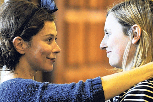 Face to face: Anna Friel (Yelena) and Laura Carmichael (Sonya) in rehearsal for 'Uncle Vanya' at the Vaudeville 