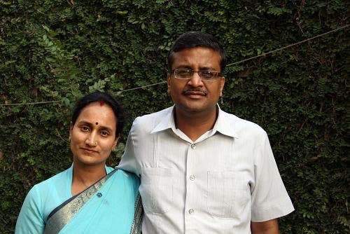 Ashok Khemka stands in his garden with his wife Jyoti, in the northern Indian town of Chandigarh; Khemka has become a hero of India's resurgent anti-corruption movement. Credit: Washington Post photo by Simon Denyer.