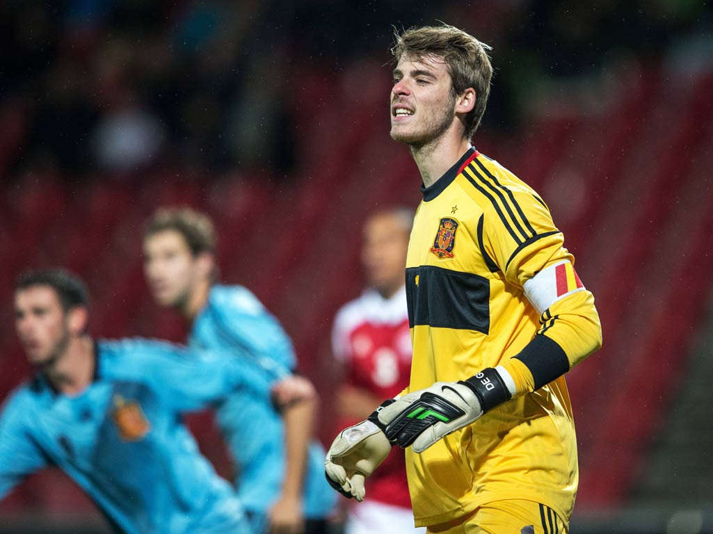 Manchester United goalkeeper David De Gea in action for the Spain under-21s
