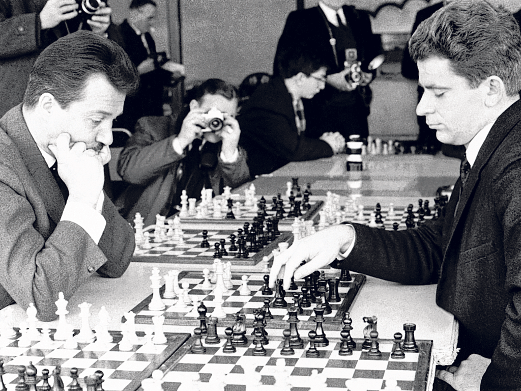 World chess champion Anatoly Karpov training in a gym Stock Photo