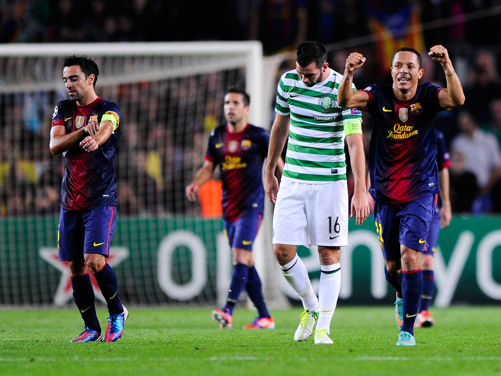 Barcelona celebrate victory over Celtic