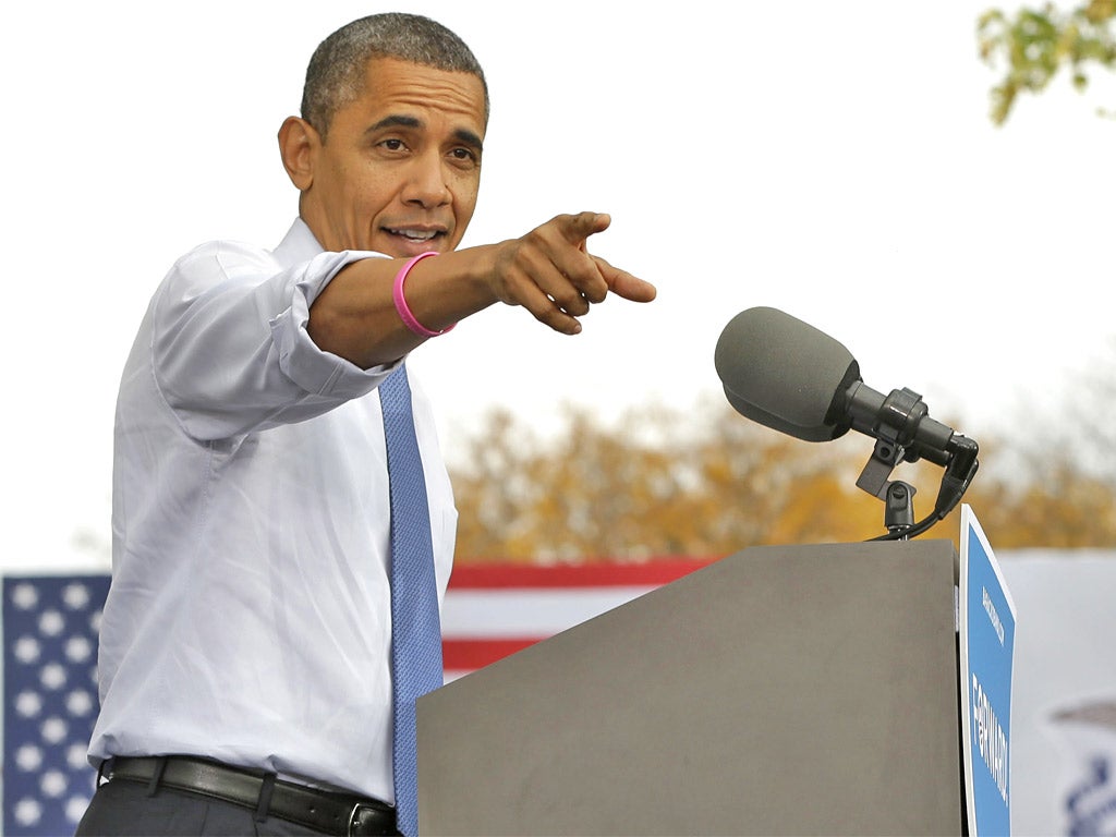 Barack Obama's two-day campaign blitz travels through eight states with stops in Iowa, Colorado, Nevada, Ohio and Virginia