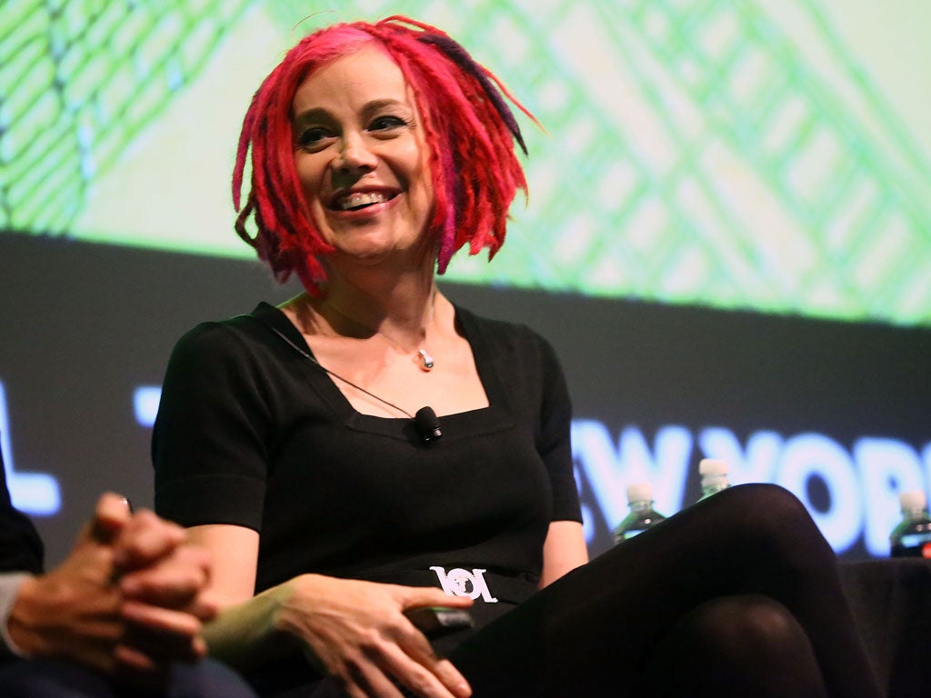 Director Lana Wachowski speaks at a panel discussion following the 'Cloud Atlas' US premiere on October 6, 2012 in New York City
