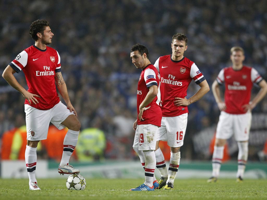 Arsenal pictured during their 2-0 defeat at home to Schalke