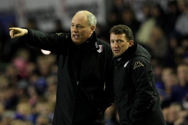 Fulham manager Martin Jol and coach Billy McKinlay 