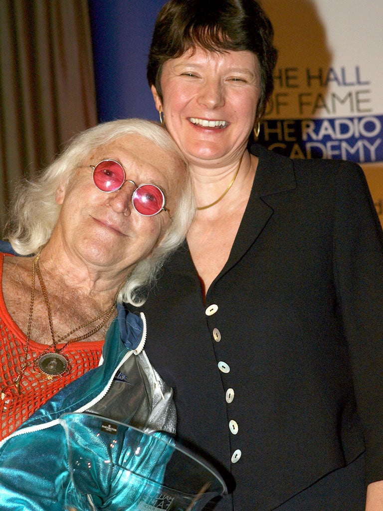The director of BBC News, Helen Boaden, with Jimmy Savile