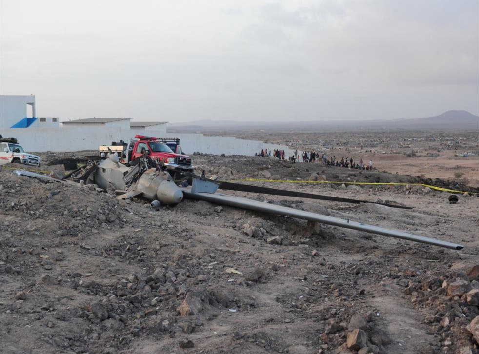 This U.S. Air Force Predator MQ-1B crashed, in Djibouti on May 17, 2011, while trying to return to Camp Lemonnier, the US military base in Djibouti. Unlike the some other crashes, which crashed in the water, this one crashed on land while it was on approa