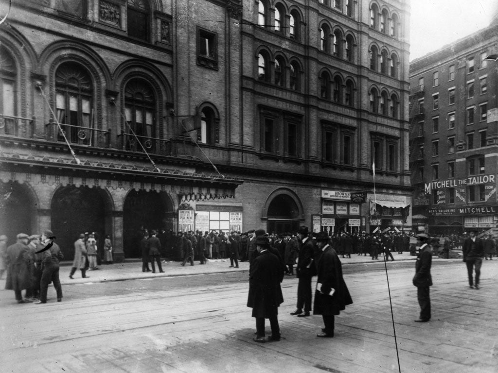 October 1930: The street outside the Metropolitan Opera House, New York.