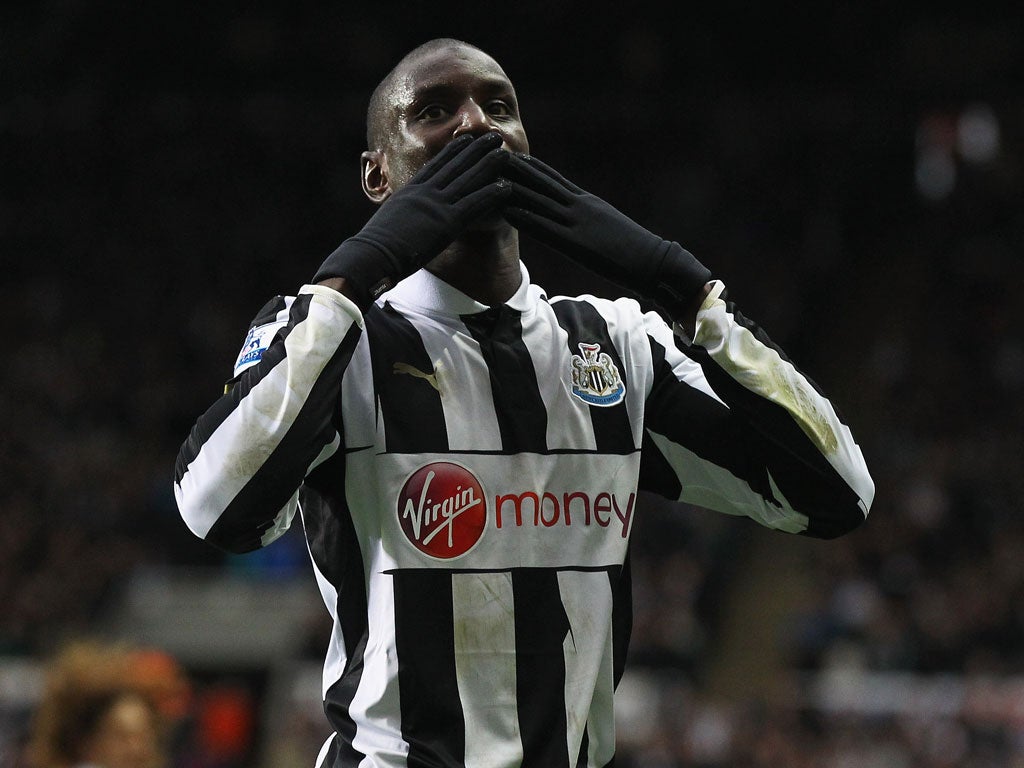 Demba Ba of Newcastle United celebrates his goal