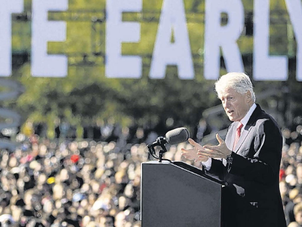 Bill Clinton speaking at a rally for Obama in Florida yesterday