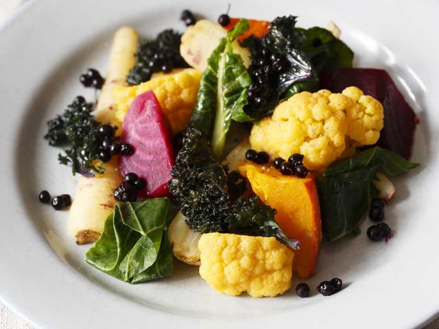 A plate of autumn vegetables