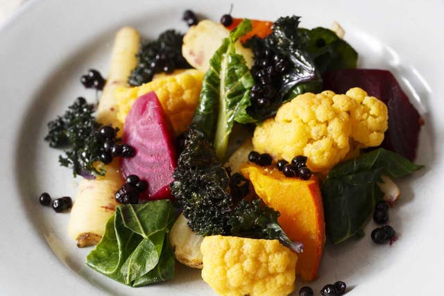The varying flavours, textures and colours make a plate of autumn vegetables a colourful and interesting starter