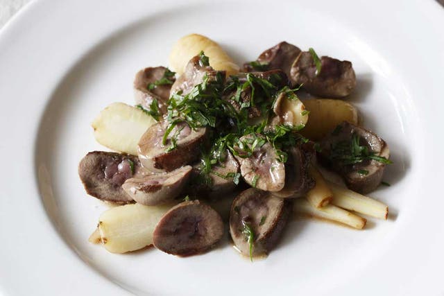 Lamb's kidneys with parsnips