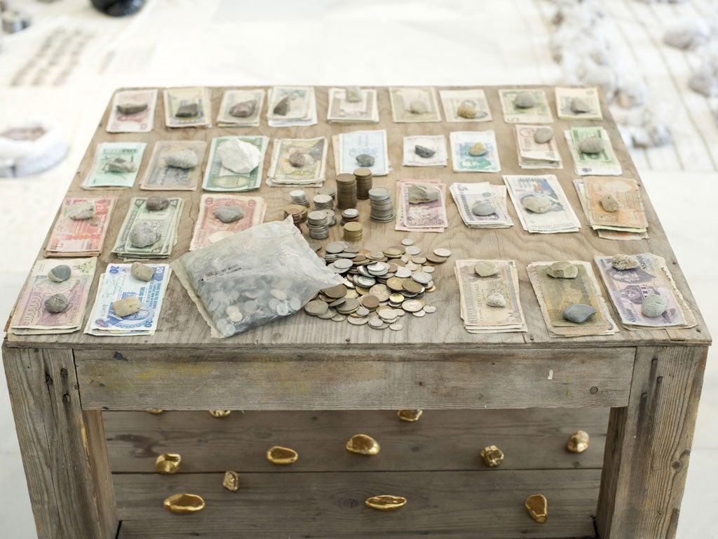 <b>Otobong Nkanga: </b>
<br />Multimedia visual artist from Nigeria whose work questions the role of African women. She will invite the visitor to “engage in a performance about the shifting states of objects and intangible things” when she presents Contained Measures, an installation in the Tate Modern’s new Tanks space