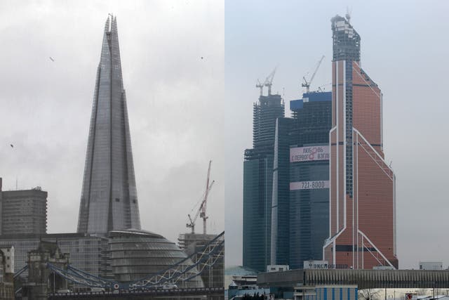 The Shard in London (left) and the Mercury Tower in Russia