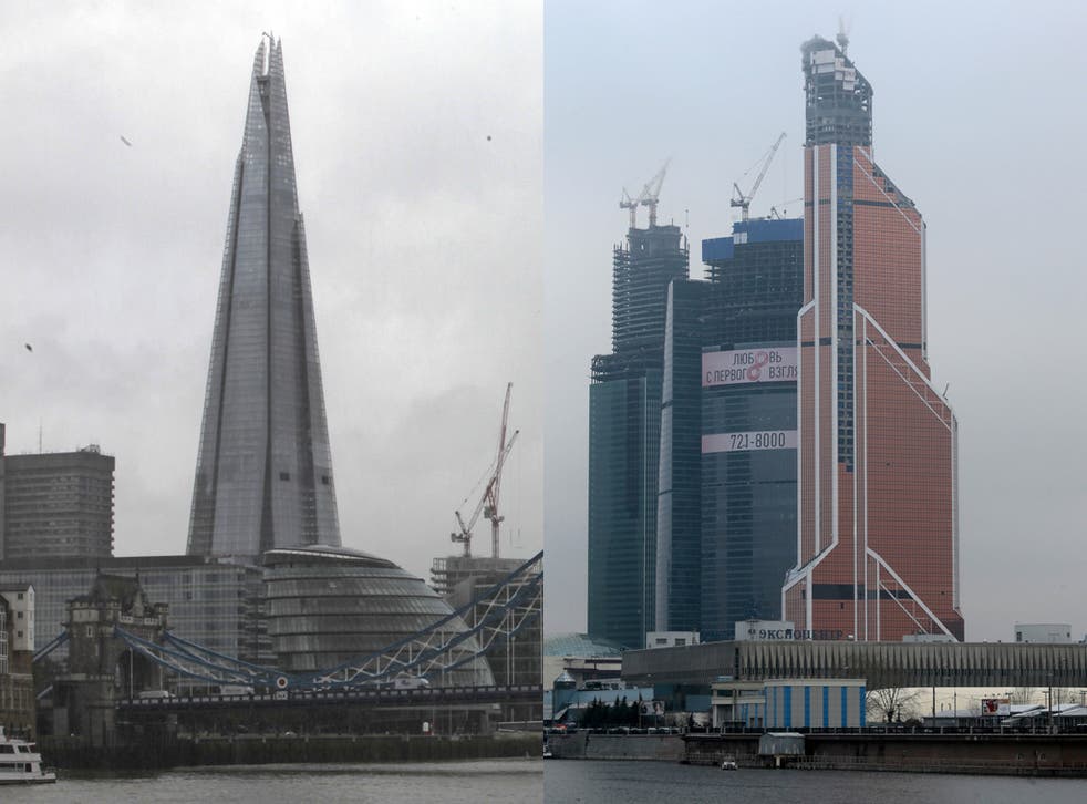 The Shard in London (left) and the Mercury Tower in Russia
