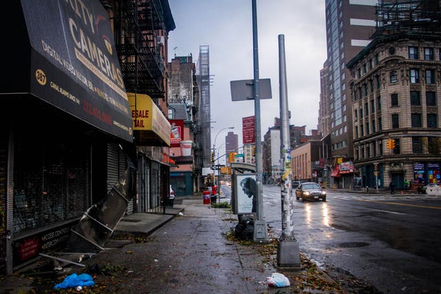 A New York City street, in the wake of Hurricane Sandy, October 2012
