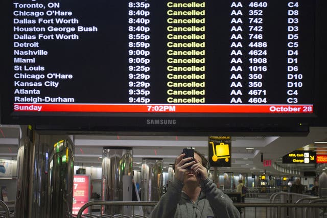 Grounded: Passengers were unable to fly when Superstorm Sandy struck