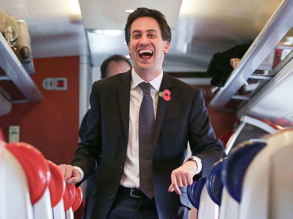 Miliband on the train to London