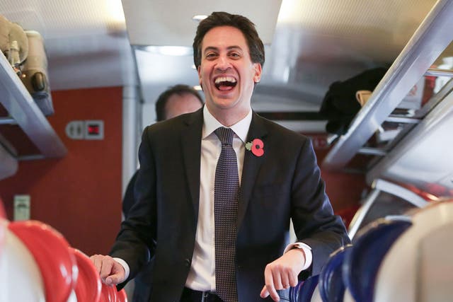 Miliband on the train to London
