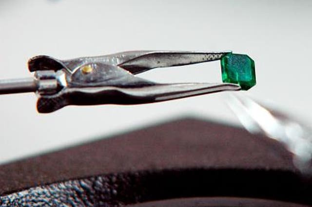EMERALDS: An emerald in a Bogota, Colombia, laboratory in 2007. The CEO of Gemfields Plc wants to find a glamorous celebrity like Marilyn Monroe or Audrey Hepburn to promote sales of the green gemstone. 