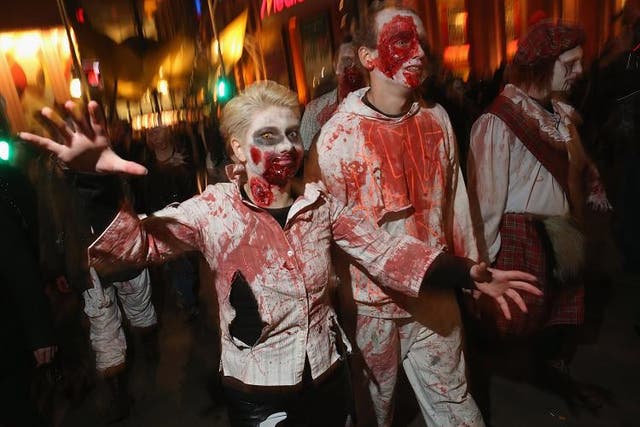 An invasion of Zombies - but do you gaze into their eyes or the centre of their face?