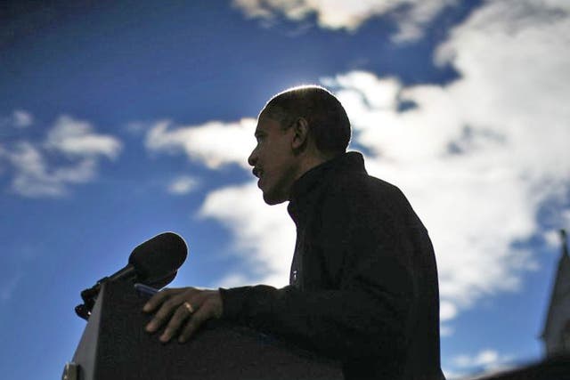 Barack Obama in Capitol Square in the swing state of New Hampshire