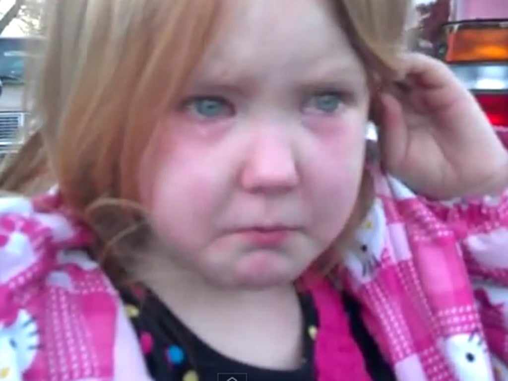 Four-year-old Abigael Evans was reduced to tears by all the election campaigning