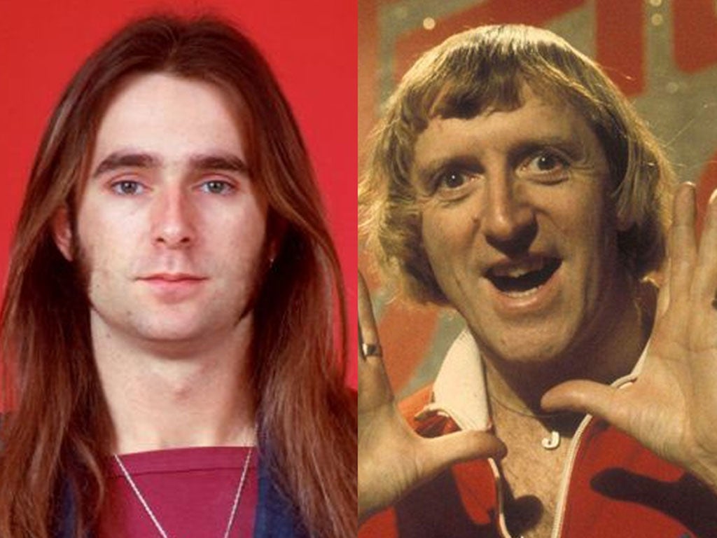 Francis Rossi aged 18 (left) and Jimmy Savile