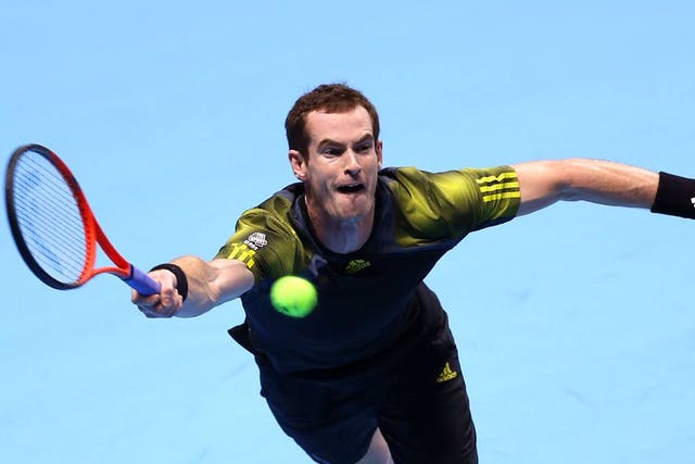 Andy Murray in action at the ATP World Tour Finals