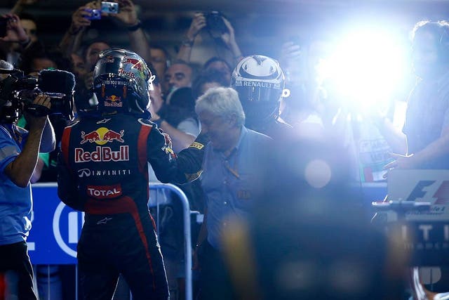 Kimi Raikkonen celebrates his victory in Abu Dhabi