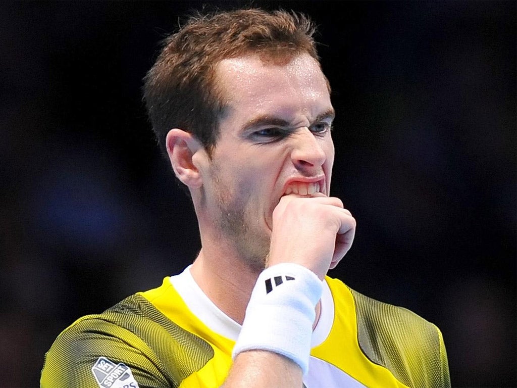 Andy Murray shows his frustration during his defeat by Novak Djokovic
