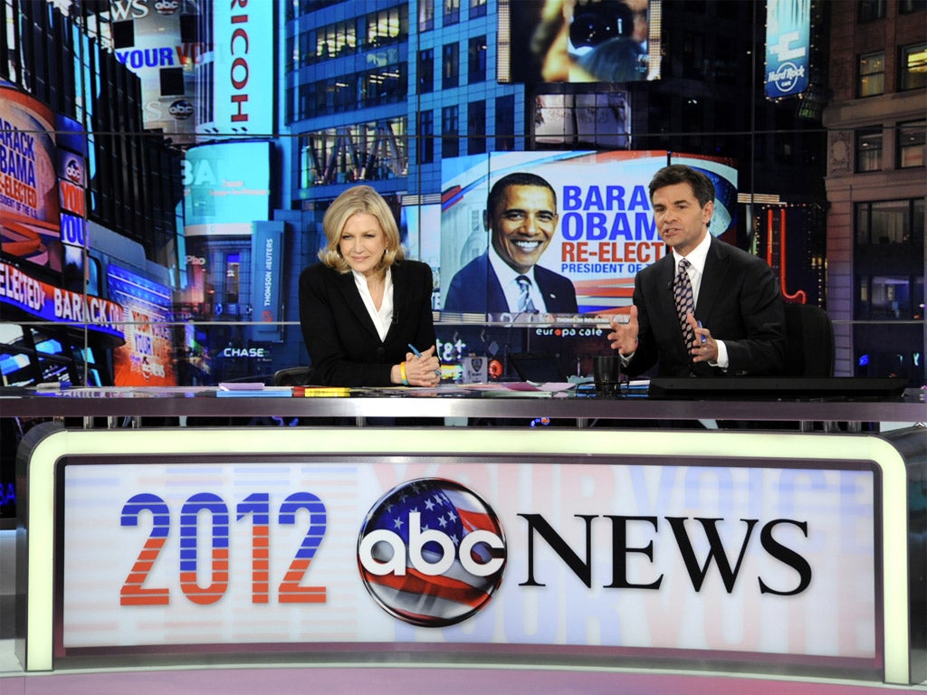 Diane Sawyer and George Stephanopoulos during ABC's election night coverage