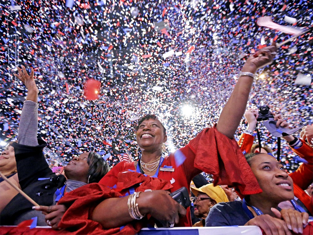 Democrats reprise their 2008 celebrations in Chicago after President Obama wins a second term in office